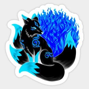 Black and Blue Kitsune Sticker